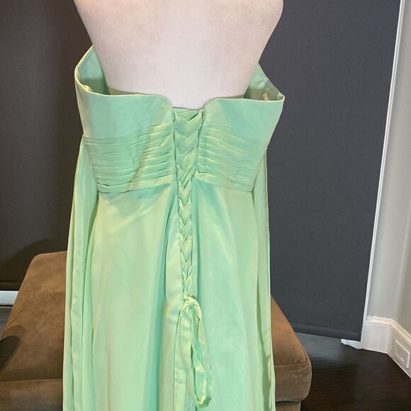 Women’s Full Length Sleeveless Green Chiffon Dress Long Flowing Panels Size 14 - Picture 7 of 12